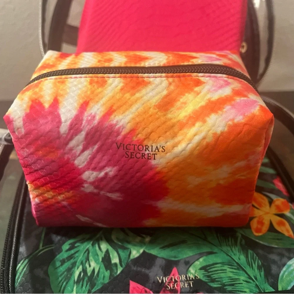 Victoria's Secret Tropical Clear Makeup Organizer - Black and Pink